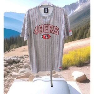 NEW San Francisco 49ers‎ Mens L Gray/Red Stripe Crew Neck Tee New Era